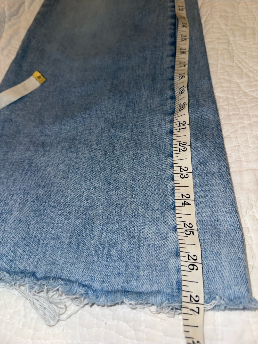 Risen Jeans 7/28 Light Wash Cropped Wide Leg Distressed Raw Hem - Picture 9 of 9